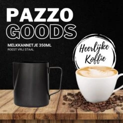 Merkloos Pazzo Goods - Melkkan - Melkkannetje Opschuim - Zwart - 350 Ml - Premium Kwaliteit - RVS - -Keukengerei Winkel 1200x1200 1516