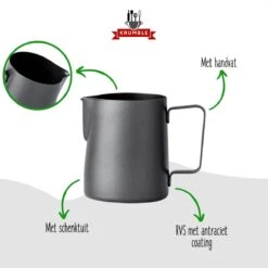 Krumble Melkkannetje 300ml / RVS Melkopschuimkan / Melkkan / Antraciet - Zwart -Keukengerei Winkel 1200x1200 1529