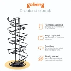 Goliving Eierrek - Eierhouder - Eiermand - Eieren Bewaren - Draaibaar - Ruimtebesparend - RVS - Zwart -Keukengerei Winkel 1200x1200 1618