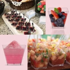 Merkloos Kleine Amuse Bakjes Voor Dessert/IJs/Fruit/Hapjes/Tapas/Toetje/Gebakje/Taartje - Herbruikbare Amusebakjes Van Kunststof - Afwasmachinebestendig - 70ML - Vierkant - 25 Stuks - Transparant -Keukengerei Winkel 1200x1200 1654