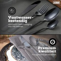LaCardia Bestekset Glans Zwart – 24-delig Bestek – 6 Persoons – Bestek Zwart Voor 6 Personen -Keukengerei Winkel 1200x1200 1690