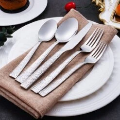 Deleca 6 Persoons Bestekset Deluxe (30-delig) - Vorken, Lepels En Messen - Vaatwasserbestendig - Gehamerd - Zilver / RVS -Keukengerei Winkel 1200x1200 1751