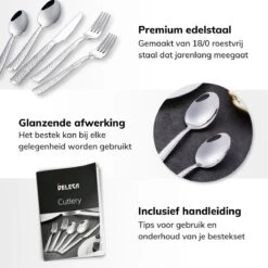 Deleca 6 Persoons Bestekset Deluxe (30-delig) - Vorken, Lepels En Messen - Vaatwasserbestendig - Gehamerd - Zilver / RVS -Keukengerei Winkel 1200x1200 1752