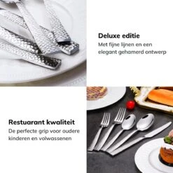Deleca 6 Persoons Bestekset Deluxe (30-delig) - Vorken, Lepels En Messen - Vaatwasserbestendig - Gehamerd - Zilver / RVS -Keukengerei Winkel 1200x1200 1753