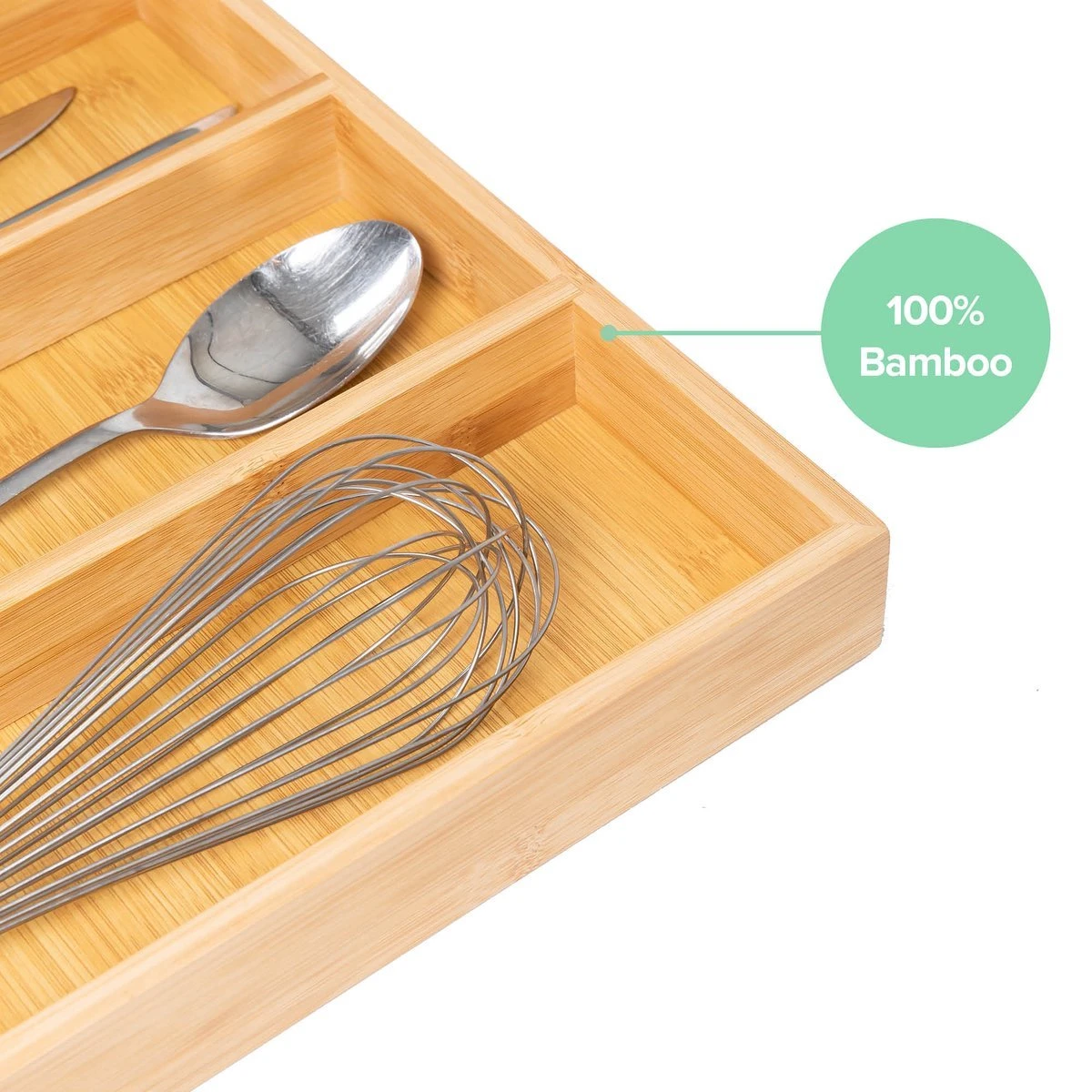 Grote Bestekbak Bamboe 51x47cm | Besteklade Van Coninx | Bestekhouder | Opbergbak | Duurzaam | Voor Laden Van 47cm Diep 2 Grote Bestekbak Bamboe 51x47cm | Besteklade Van Coninx | Bestekhouder | Opbergbak | Duurzaam | Voor Laden Van 47cm Diep - Afbeelding 2