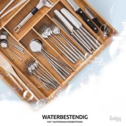 Gadgy Uitschuifbare Bestekbak - Uitschuifbare Bestekcassette Hout - Besteklade - Ladeverdeler - 6/8 Vakken - Bamboe -Keukengerei Winkel 1200x1200 1831