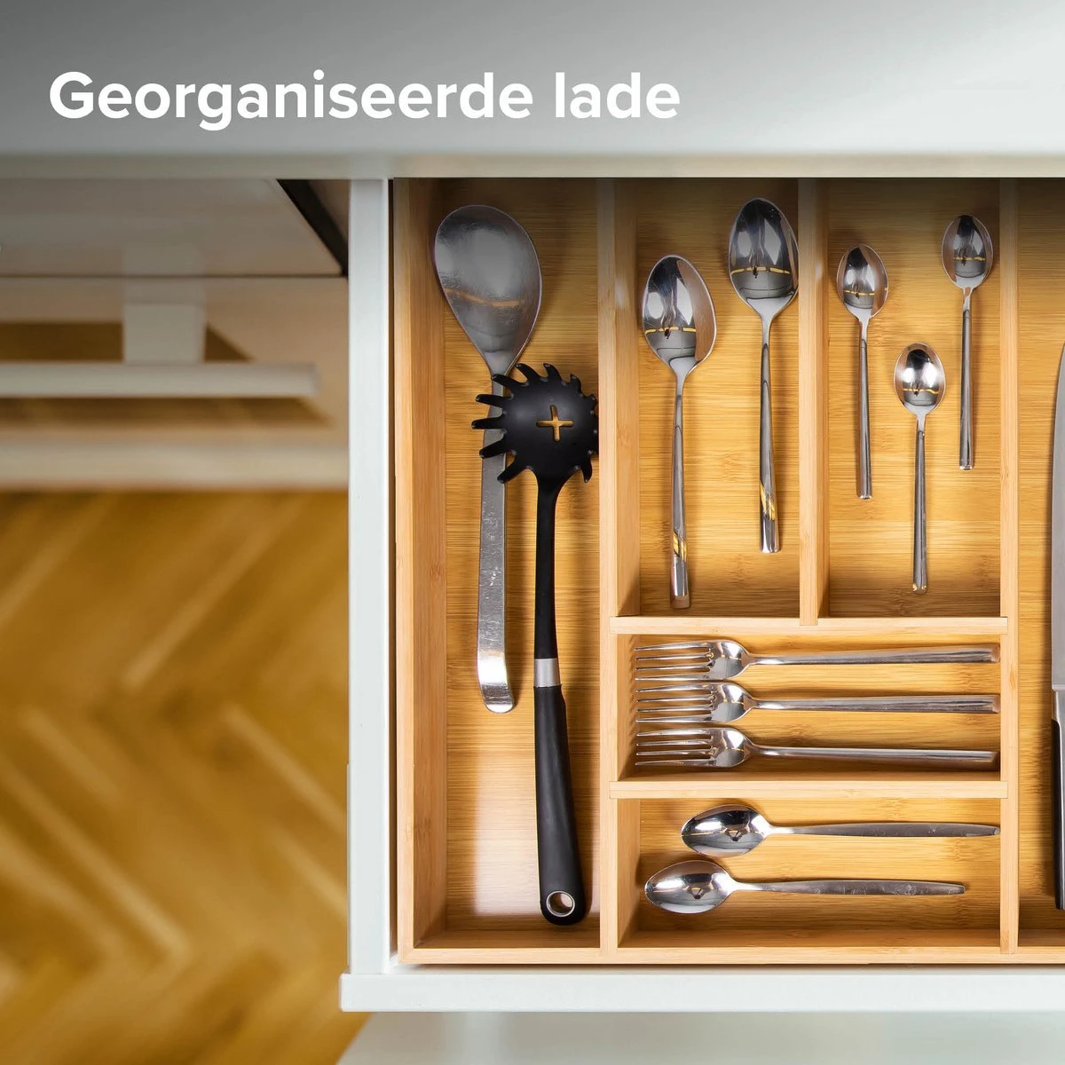 Coninx Bestekbak Bamboe 36CM Breed - Besteklade - Opbergbak - Duurzaam - Voor Laden Vanaf 47cm Diep 3 Coninx Bestekbak Bamboe 36CM Breed - Besteklade - Opbergbak - Duurzaam - Voor Laden Vanaf 47cm Diep - Afbeelding 3