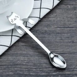 Merkloos 4 Theelepels Hangende Kat - Katten Koffielepel - RVS - Zilverkleurig -Keukengerei Winkel 1200x1200 1889