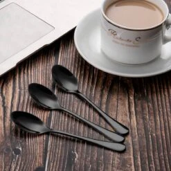 Alheco 6 Ovale Theelepels - 12.3cm - RVS Theelepeltjes - Zwart -Keukengerei Winkel 1200x1200 1937