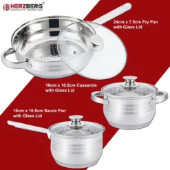 Herzberg Pannenset – 12-Delig – Voor Inductie En Gas – Vaatwasser Bestendig – RVS Met Glazen Deksels -Keukengerei Winkel 1200x1200 2