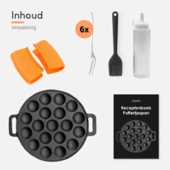 Ocina Poffertjespan – Combo Pack – 19 Poffertjes – Poffertjesmaker – Poffertjespan Inductie – Poffertjespan Electrisch – Gietijzeren Pan - Inclusief Doseerfles, Handvaten, 6x Poffertjesvorken En Invetkwast – Gratis Receptenboek -Keukengerei Winkel 1200x1200 272