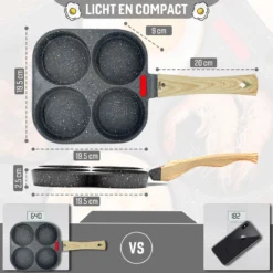 W&Z® Pannenkoekenpan Inductie - Pancake Pan - Omeletpan - Omeletmaker -Eierpan- Anti Aanbak - 4 Vakjes -Keukengerei Winkel 1200x1200 313