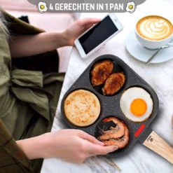 W&Z® Pannenkoekenpan Inductie - Pancake Pan - Omeletpan - Omeletmaker -Eierpan- Anti Aanbak - 4 Vakjes -Keukengerei Winkel 1200x1200 315