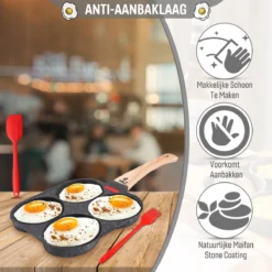 W&Z® Pannenkoekenpan Inductie - Pancake Pan - Omeletpan - Omeletmaker -Eierpan- Anti Aanbak - 4 Vakjes -Keukengerei Winkel 1200x1200 318