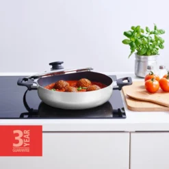 BRABANTIA INDU+ Hapjespan - Keramische Antiaanbaklaag - Met Deksel - Ø 28 Cm - Inductie - Pfas Vrij -Keukengerei Winkel 1200x1200 402