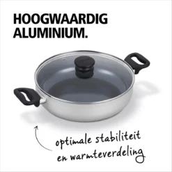 BRABANTIA INDU+ Hapjespan - Keramische Antiaanbaklaag - Met Deksel - Ø 28 Cm - Inductie - Pfas Vrij -Keukengerei Winkel 1200x1200 404