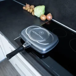 Herenthal Dubbele Grillpan - Ø 28 Cm - Koekenpan - Keramische Pan - Marmeren Coating Met Antiaanbaklaag - PFAS & PFOA Vrij - Pan - Grill - Vermindert Geur, Rook En Oliespatten - Zilver -Keukengerei Winkel 1200x1200 448