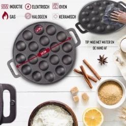 Rednas Poffertjespan Pakket - Incl. Luxe Giftbox - Incl.Bakkwast/Vork/Doseerfles - RVS/Gietijzer -Keukengerei Winkel 1200x1200 47