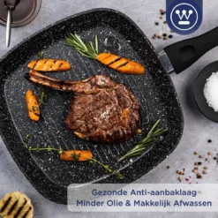 Westinghouse Grillpan - Ø 28 Cm - Zwart Marmer - Geschikt Voor Alle Warmtebronnen Inclusief Inductie - Steakpan Met Antiaanbaklaag- Aluminium -Keukengerei Winkel 1200x1200 487