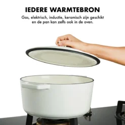 MOA Gietijzeren Braadpan - Inhoud 5,7 Liter - 26CM - Rond - Alle Warmtebronnen - Ook Voor Inductie - Gewicht 5,8 Kg - Wit - C26W -Keukengerei Winkel 1200x1200 551
