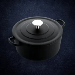 Royal Van Kempen & Begeer - Hoge Braadpan - 22cm - Mat Gietijzer Braadpan Met Stevige Grepen En Roestvrijstalen Knop - Kan In De Oven Tot 260 Graden Celsius (inclusief Deksel) - Geschikt Voor Alle Warmtebronnen Inclusief Inductie