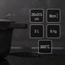 Gietijzeren Braadpan - Sudderpan Zwart Van Daumonet - Ovaal - Ø 29 Cm - 3 Liter - 100% PFAS & PFOA Vrij - Emaille - Geschikt Voor Alle Warmtebronnen - Elektrisch - Gas - Halogeen - Inductie - Keramisch - Vaatwasserbestendig -Keukengerei Winkel 1200x1200 576