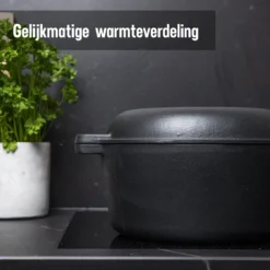 Daumonet Ducasse Gietijzeren Double Use Braadpan - Combi Sudderpan Zwart - 2-in-1 Bak- En Braadpan - PFAS & PFOA Vrij - Rond - Ø 26 Cm - 4,4 Liter - Emaille - Alle Warmtebronnen - Elektrisch - Gas - Halogeen - Inductie - Keramisch -Keukengerei Winkel 1200x1200 618