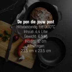 Daumonet Ducasse Gietijzeren Double Use Braadpan - Combi Sudderpan Zwart - 2-in-1 Bak- En Braadpan - PFAS & PFOA Vrij - Rond - Ø 26 Cm - 4,4 Liter - Emaille - Alle Warmtebronnen - Elektrisch - Gas - Halogeen - Inductie - Keramisch -Keukengerei Winkel 1200x1200 620