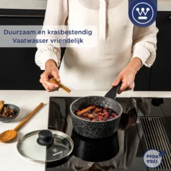 Westinghouse Steelpan Inductie - Ø 18 Cm - Zwart Marmer - Met Deksel - Sauspan -Keukengerei Winkel 1200x1200 66