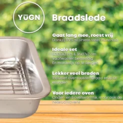 YUGN COMBI Set Braadslede Ovenschaal Combi Braadslee Oven Set - 2x Braadslede Met Rooster Voor Ovengerechten - 36x27x7CM En 40x30x7CM En Inclusief Bakkwast - Cadeau- Cadeautip -Keukengerei Winkel 1200x1200 828