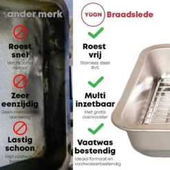 YUGN COMBI Set Braadslede Ovenschaal Combi Braadslee Oven Set - 2x Braadslede Met Rooster Voor Ovengerechten - 36x27x7CM En 40x30x7CM En Inclusief Bakkwast - Cadeau- Cadeautip -Keukengerei Winkel 1200x1200 829