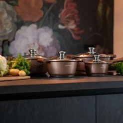 Herenthal Inductie Pannenset- Luxe 10-delige Koekenpannenset - Voor Alle Warmtebronnen - Met Glazen Deksels - Koper -Keukengerei Winkel 1200x1200 94