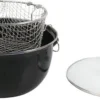 Frituurpan Emaille Met Glazen Deksel En Korf - Ø 26cm - Zwart