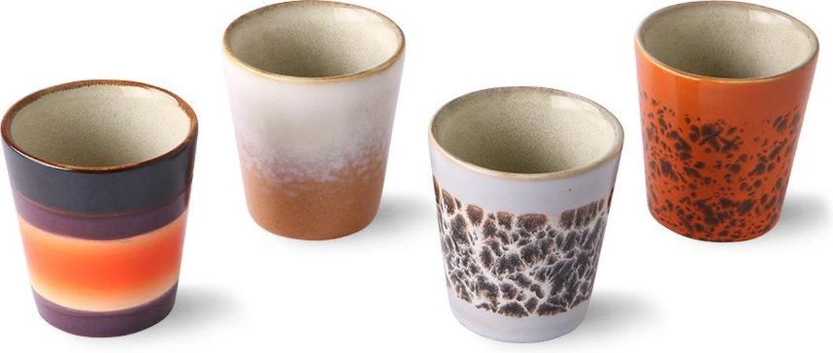 HKliving Ristretto 70`s Style Ceramic - Set Van 4 2 HKliving Ristretto 70`s Style Ceramic - Set Van 4 - Afbeelding 2
