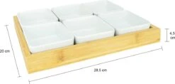 Krumble Borrelplank Met 6 Schaaltjes - Borrelplank - Tapasschaal - Serveerschaal Met Vakjes - Snackschaal - Snack- & Tappasschalen - Serveerplanken- Serveerschalen - Hout En Keramiek - 6 Delig Schaaltjes - Wit En Bruin -Keukengerei Winkel 1200x571 4
