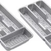 2x Stuks Bestekbakken/bestekhouders 4-vaks Grijs - 33 X 18 X 4 Cm - Keuken Opberg Accessoires
