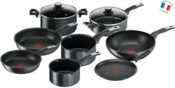 TEFAL YY4390FA Pannenset 10-delig ONBEPERKT - Antiaanbaklaag - Alle Kookplaten Inclusief Inductie - Krasbestendig - Thermo-Signal