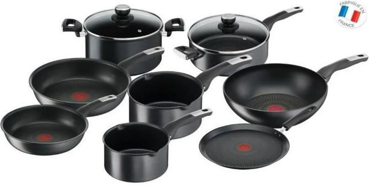 TEFAL YY4390FA Pannenset 10-delig ONBEPERKT - Antiaanbaklaag - Alle Kookplaten Inclusief Inductie - Krasbestendig - Thermo-Signal
