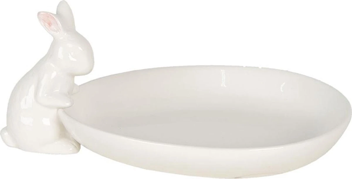 Clayre & Eef Serveerschaal 20x13x8 Cm Wit Keramiek Ovaal Konijn Presenteerschaal Dienblad Decoratie Schaal 3 Clayre & Eef Serveerschaal 20x13x8 Cm Wit Keramiek Ovaal Konijn Presenteerschaal Dienblad Decoratie Schaal - Afbeelding 3