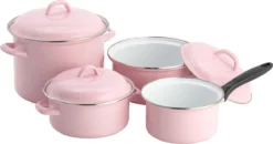Lite-Body Pannenset 4-delig - Emaille - Roze