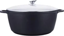 Kookkunst Holland Braadpan Met Glazen Deksel Marmeren Coating - Inductie - Ø 20 Cm