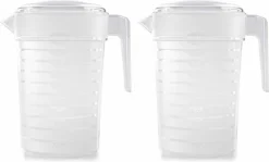 Merkloos Pakket Van 2x Stuks Kunststof Schenkkannen/waterkannen Van 2 Liter - 2000 Ml - Feest/partij/zomer