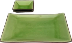 Sushi Servies Set 2 Personen | Groen | Luxe Sushi Servies | Handgemaakt | Sushi Bord En Schaaltjes | 2 Paar Chopsticks | Japanse Kwaliteit | Kirin Gumi Fine Collection | Keramiek | Vaatwasser Bestendig | 5-delig -Keukengerei Winkel 1200x726