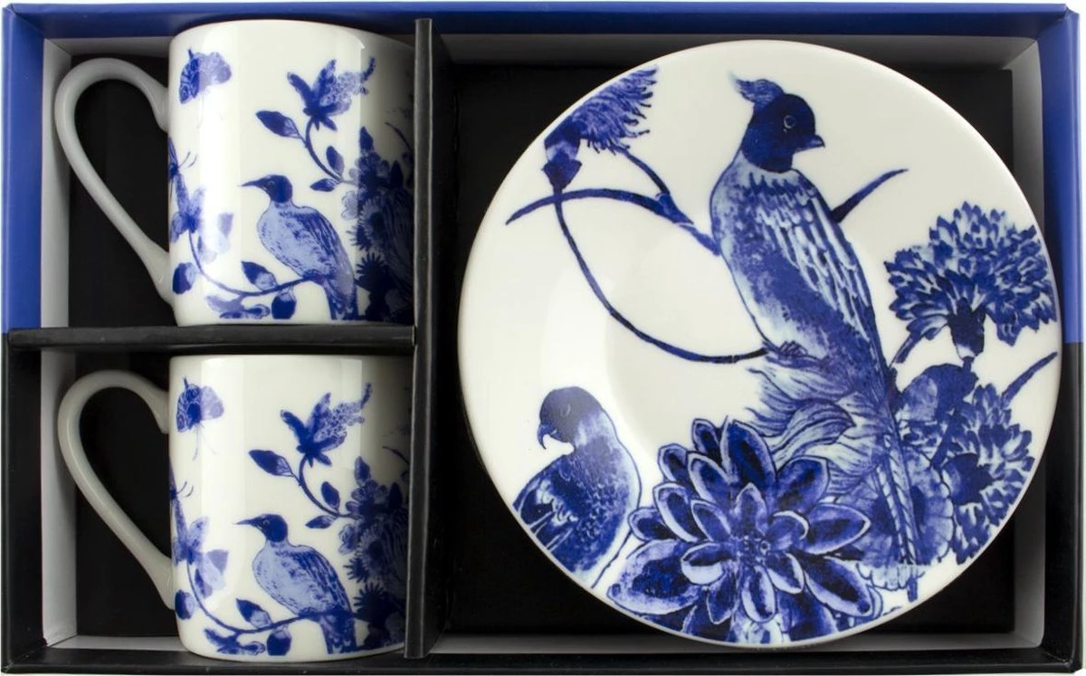 Espresso Set, Delfts Blauwe Vogels, Rijksmuseum 2 Espresso Set, Delfts Blauwe Vogels, Rijksmuseum - Afbeelding 2