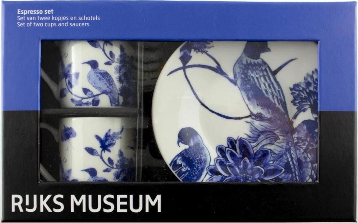 Espresso Set, Delfts Blauwe Vogels, Rijksmuseum 1 Espresso Set, Delfts Blauwe Vogels, Rijksmuseum