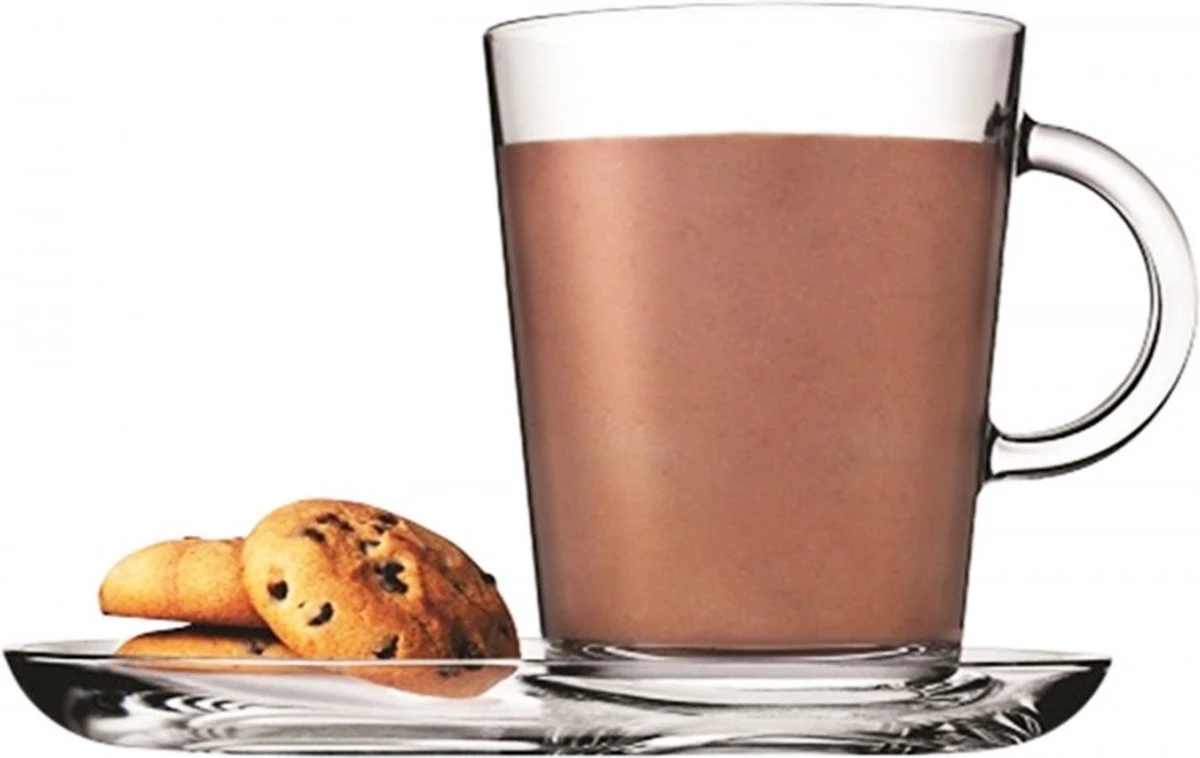 Pasabahce Tribeca Theeglas Met Schotel 400 Ml - Gehard Glas - 2 Stukst 1 Pasabahce Tribeca Theeglas Met Schotel 400 Ml - Gehard Glas - 2 Stukst