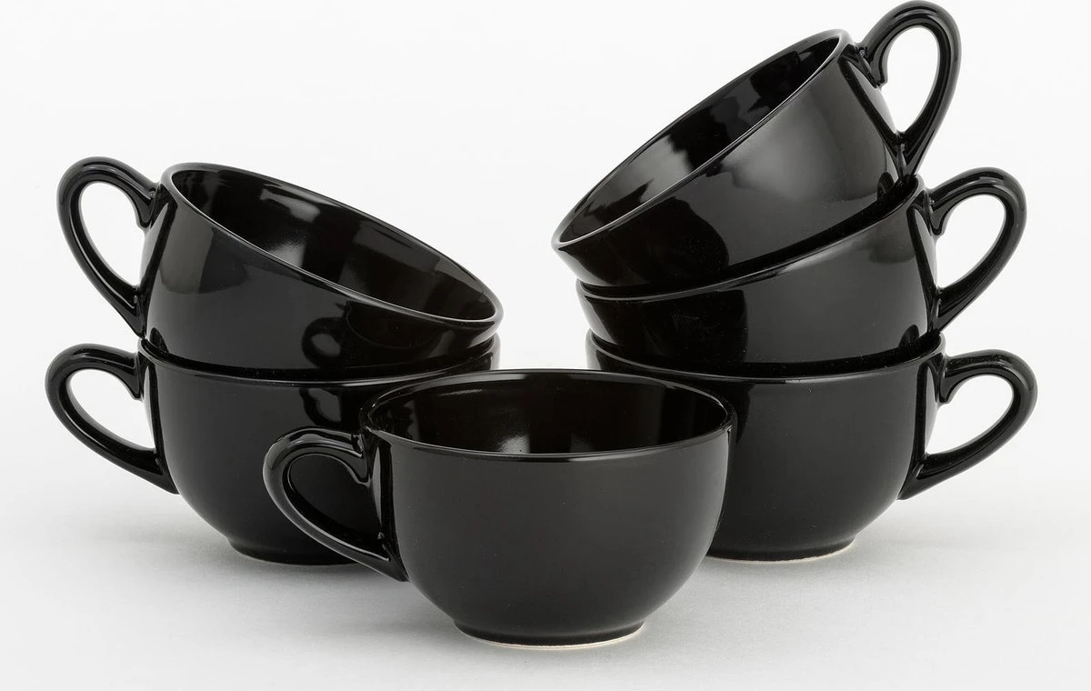 Lite-Body Hermes Soepkom Met Oor - Set Van 6 Stuks - 12 Cm/30 Cl - Aardewerk - Zwart Mat 1 Lite-Body Hermes Soepkom Met Oor - Set Van 6 Stuks - 12 Cm/30 Cl - Aardewerk - Zwart Mat