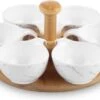 Hapjes Tapas Draaiplateau Hout Met Wit Melamine Schaaltjes - Serveerplank Borrelplank