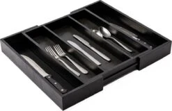 Merkloos Decopatent® Uitschuifbaar Bestekbak - Besteklade - 3 Vaks -> Uitschuifbaar Naar 5 Vakken - Bestekbakken Organizer - Bamboe - Zwart -Keukengerei Winkel 1200x776 9