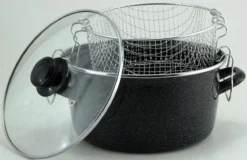 Frituurpan Emaille Met Glazen Deksel En Korf - Ø 26cm - Zwart -Keukengerei Winkel 1200x779 2